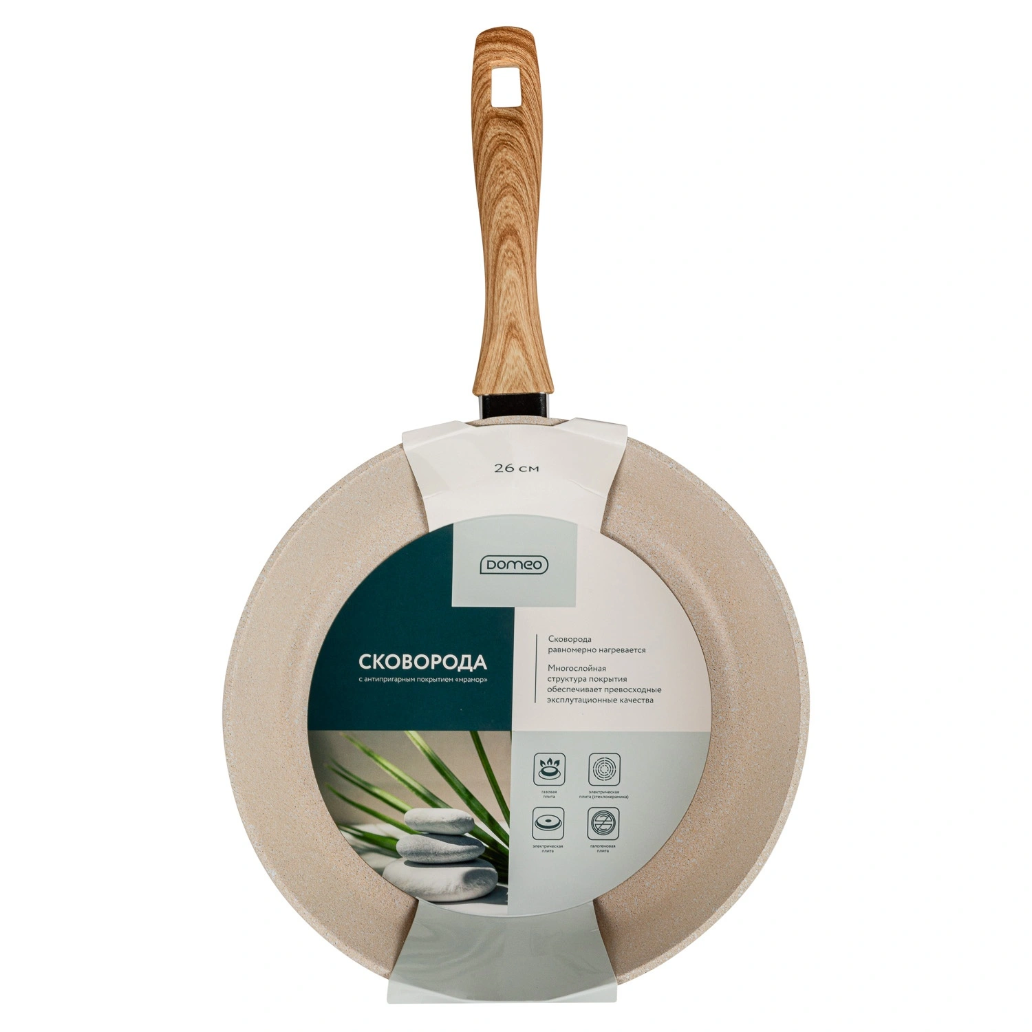 Сковорода глубокая DOMEO Cream 26 см с антипригарным покрытием
