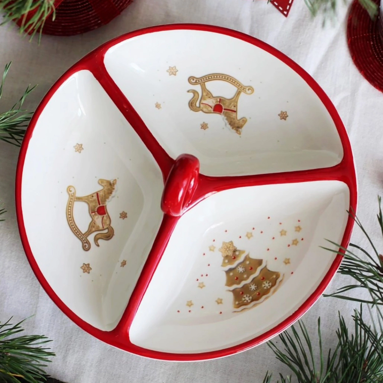 Блюдо-менажница Selecta Christmas 22x22x7,7 см