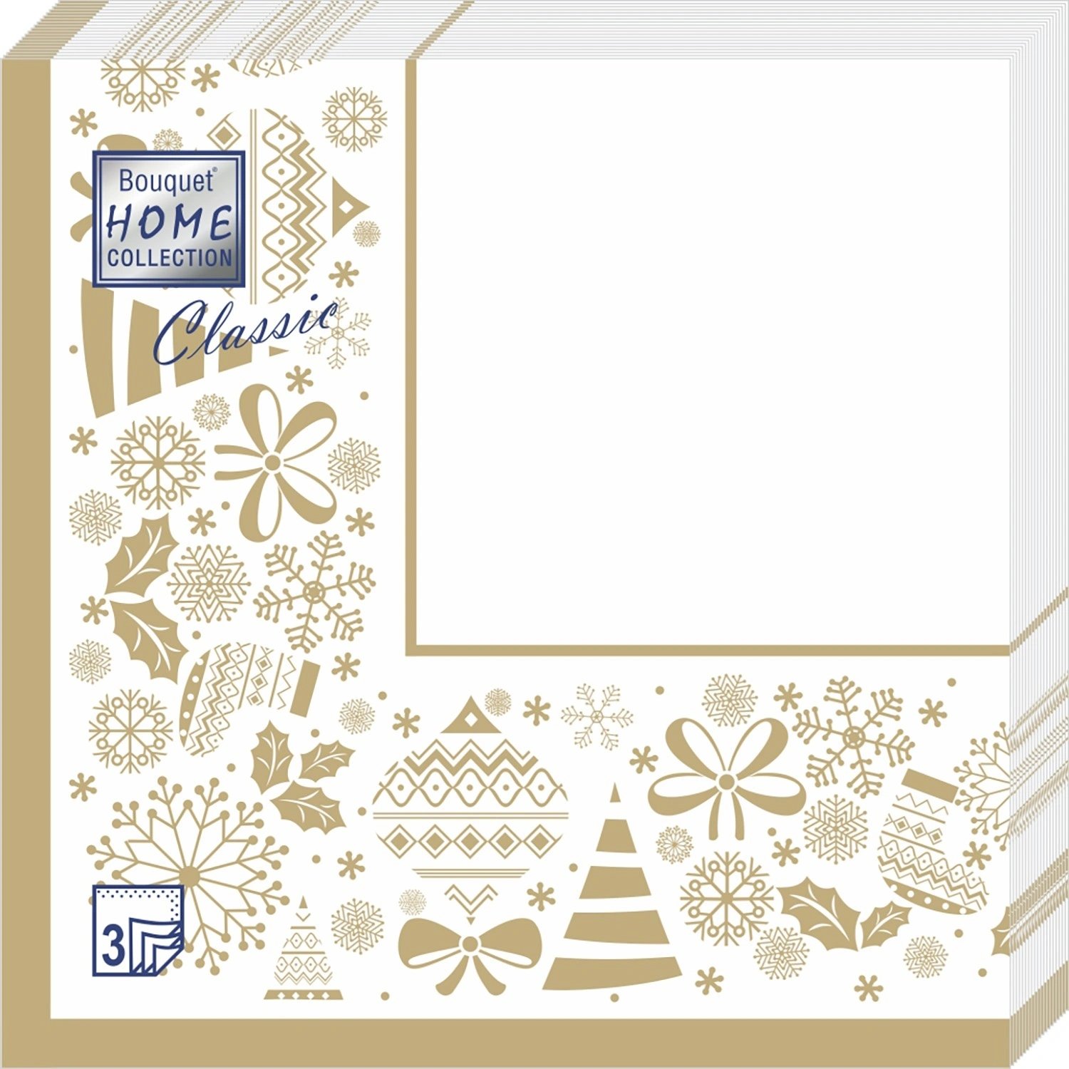 Салфетки бумажные Bouquet Home «Золото на белом» 20 шт.