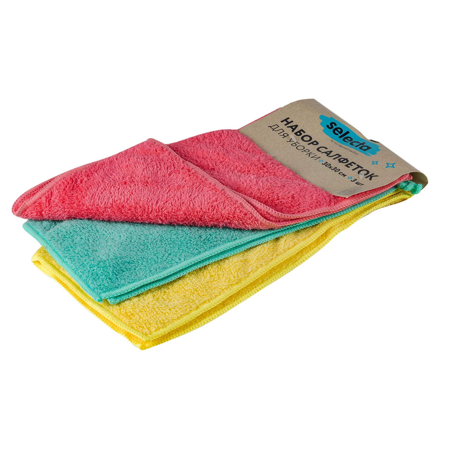Набор салфеток для уборки Selecta 3 шт. 30х30 см