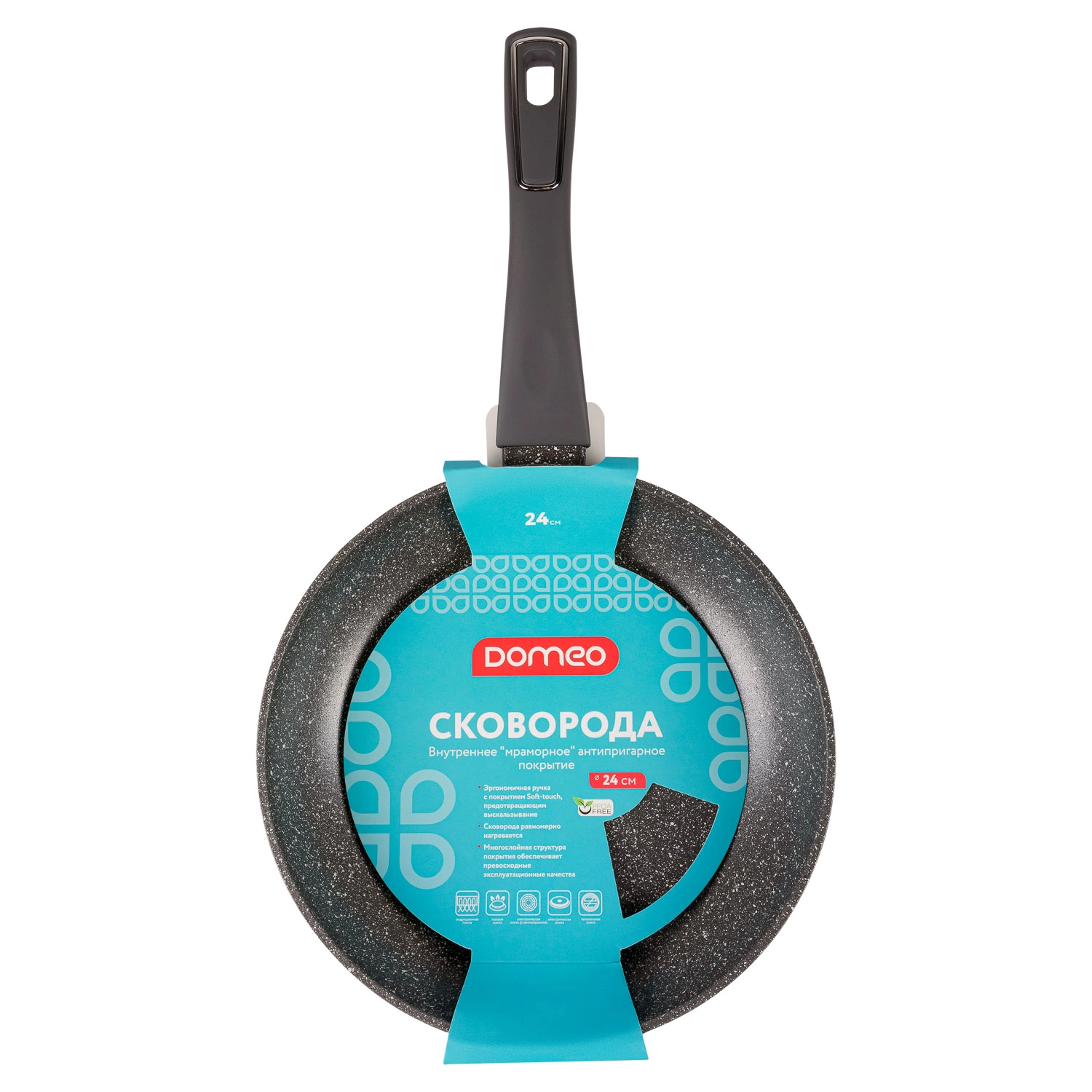 Сковорода DOMEO «Серый мрамор» 24 см