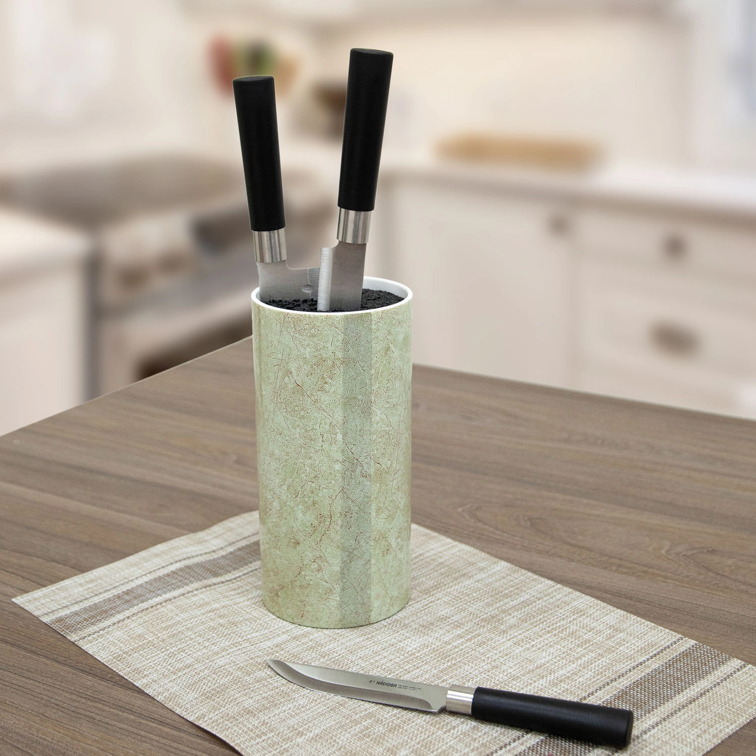 Подставка для ножей DOMEO 11х11х22 см бежевого цвета