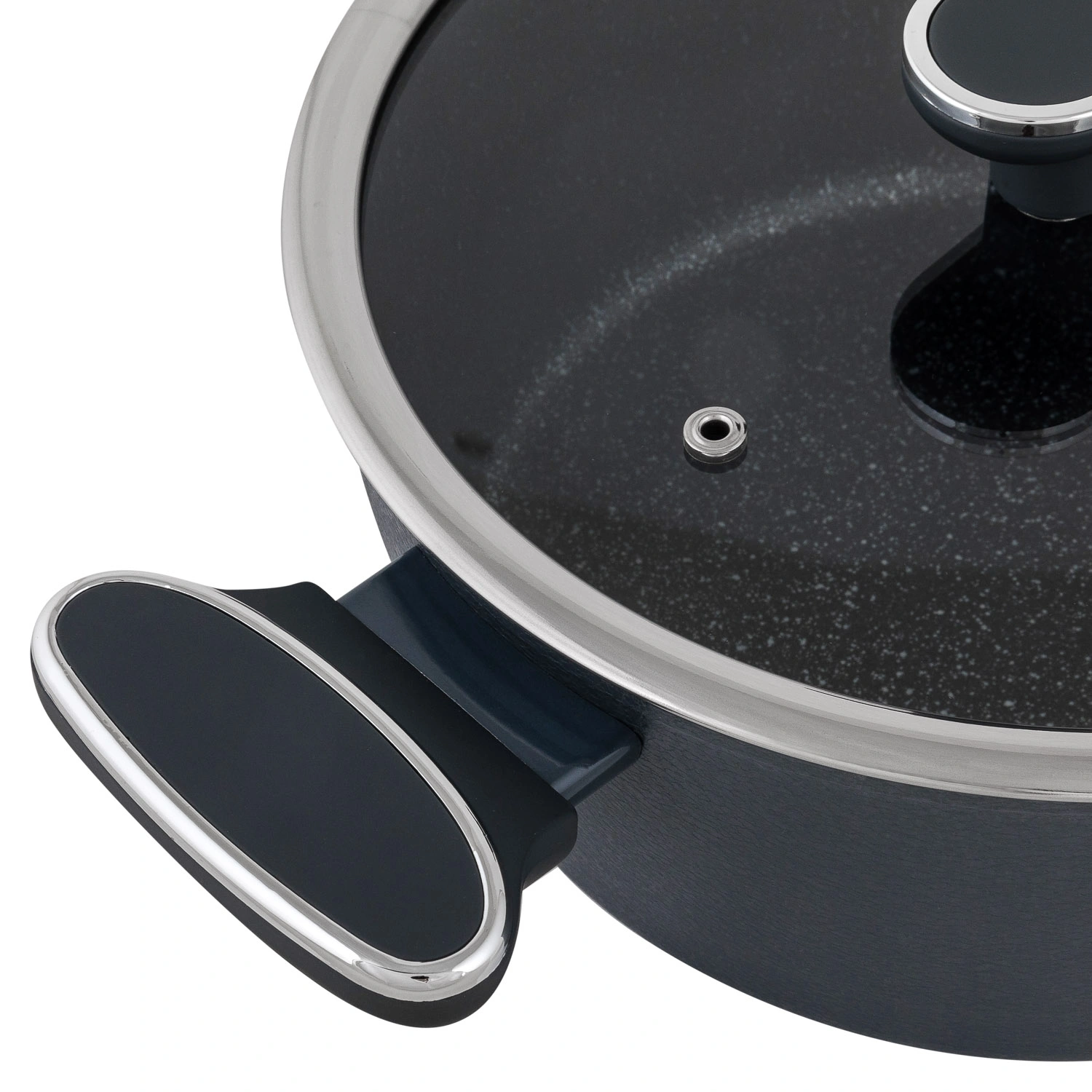 Кастрюля DOMEO «Черный мрамор new» 4,4 л с мраморным покрытием