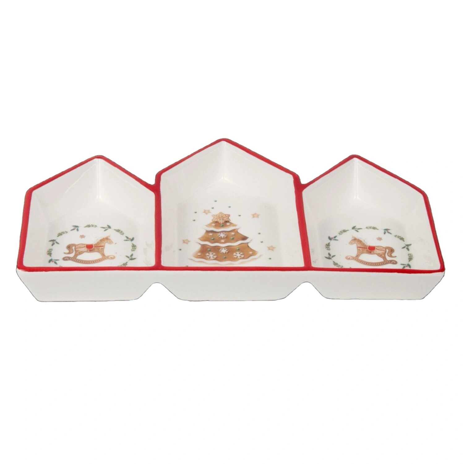Менажница Selecta Christmas  "Лошадка пряничная" на  3 секции 26,5*15*3,5см